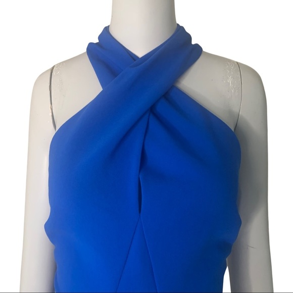 NWT KOBI HALPERIN Prima Cross Front Halter Dress Ponte Knit Azure Blue Size M - Picture 9 of 15